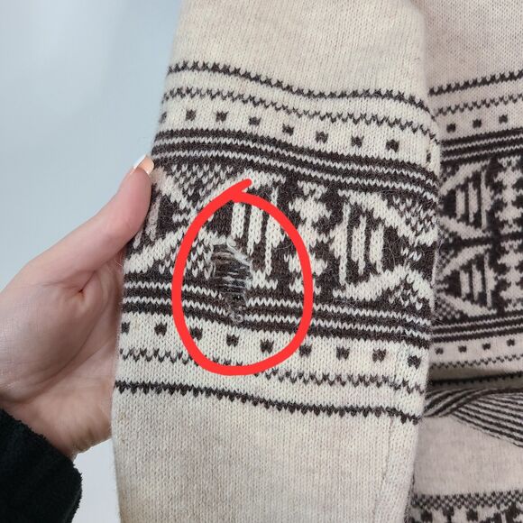 PENDLETON Wool Alpaca Discovery Cardigan Medium Petite Brown Cream Western FLAW - Picture 15 of 16